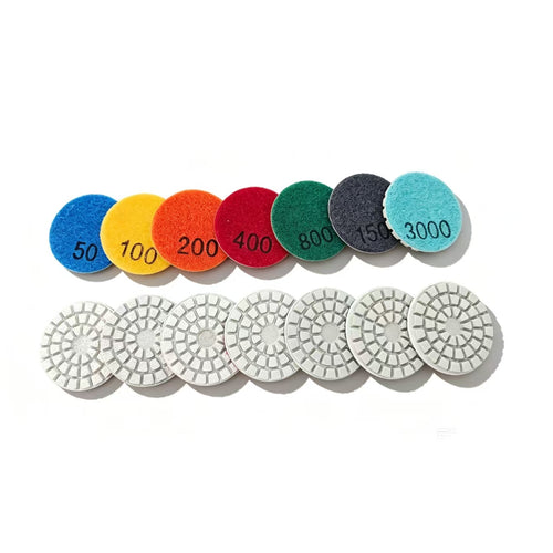 2" Wet Diamond Polishing Pads for Granite Marble & Concrete | Grit 50-3000 Hook & Loop | KAIYI Factory Direct