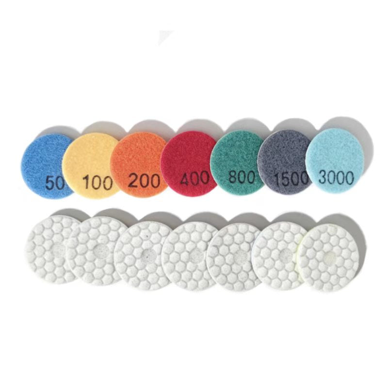 KAIYI 2 Inch Dry Diamond Polishing Pads Full Set Grit 50 to 3000 for Marble Granite Stone