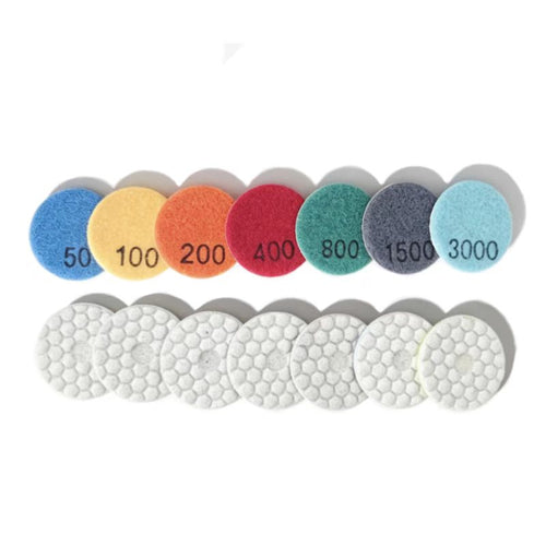 KAIYI 2 Inch Dry Diamond Polishing Pads Full Set Grit 50 to 3000 for Marble Granite Stone