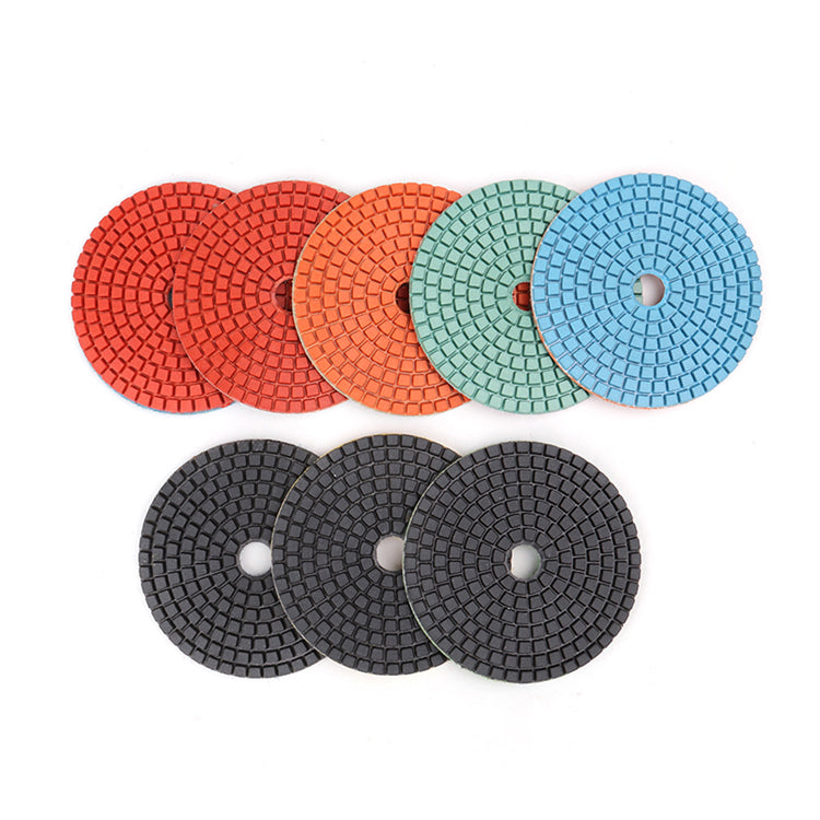 KAIYI 4 Inch Wet Diamond Polishing Pads Grit 50-3000 Full Set for Granite Marble Concrete