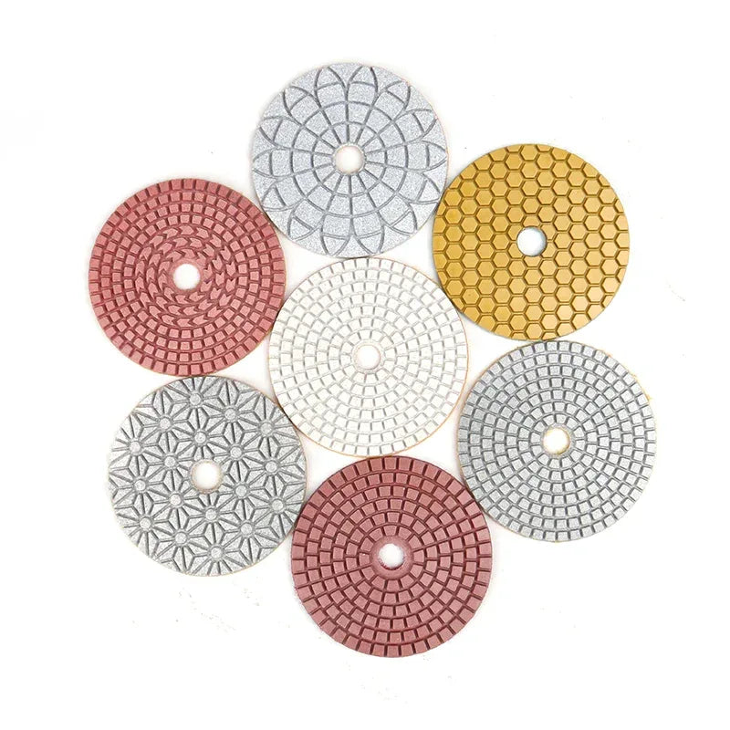 4-inch heat-resistant wet diamond polishing pad set compatible with angle grinders for concrete stone finishing | KAIYI
