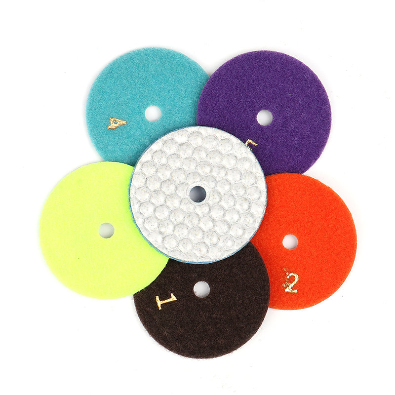KAIYI 3 inch 4 inch dry diamond polishing pads 6-step set for granite marble concrete