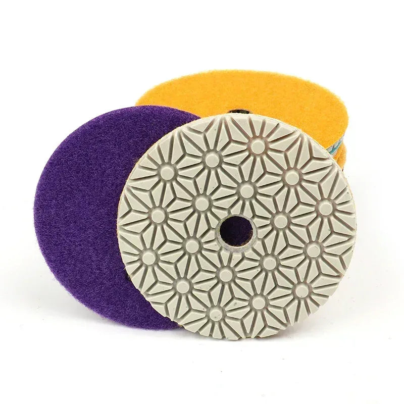 KAIYI-DPF-CUST-04 4-inch 3-Step Wet Dry Diamond Polishing Pads white resin bond for marble granite quartz | KAIYI