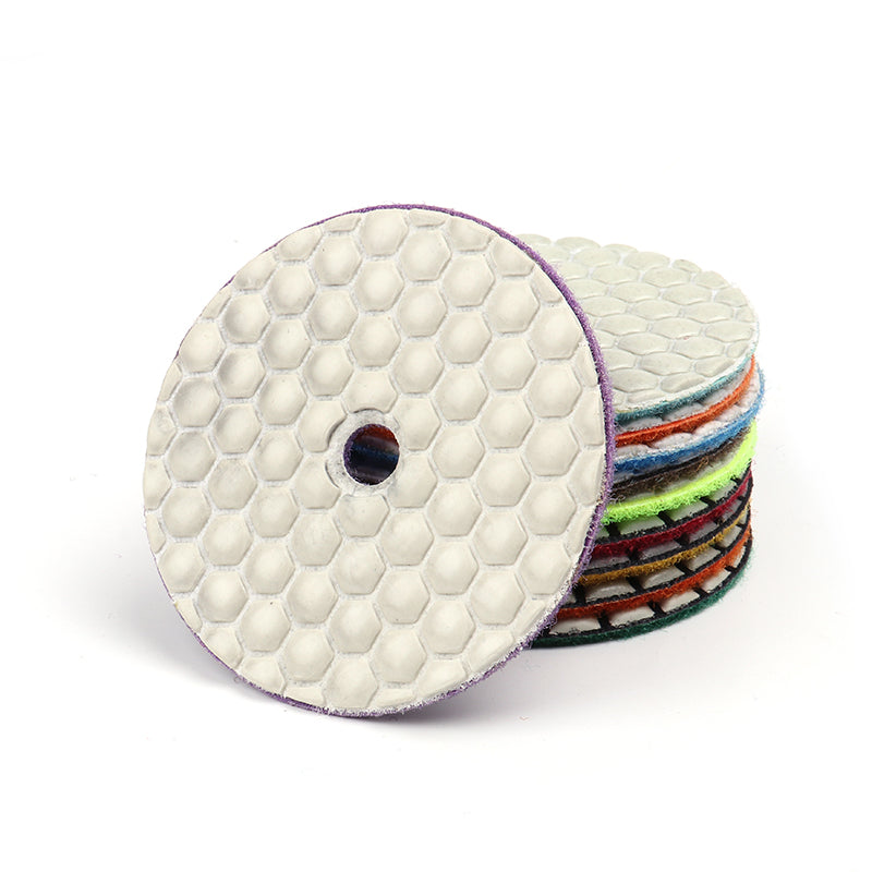 Dry stone polishing pad 3-inch 4-inch 6-step bulk set stacked view | KAIYI