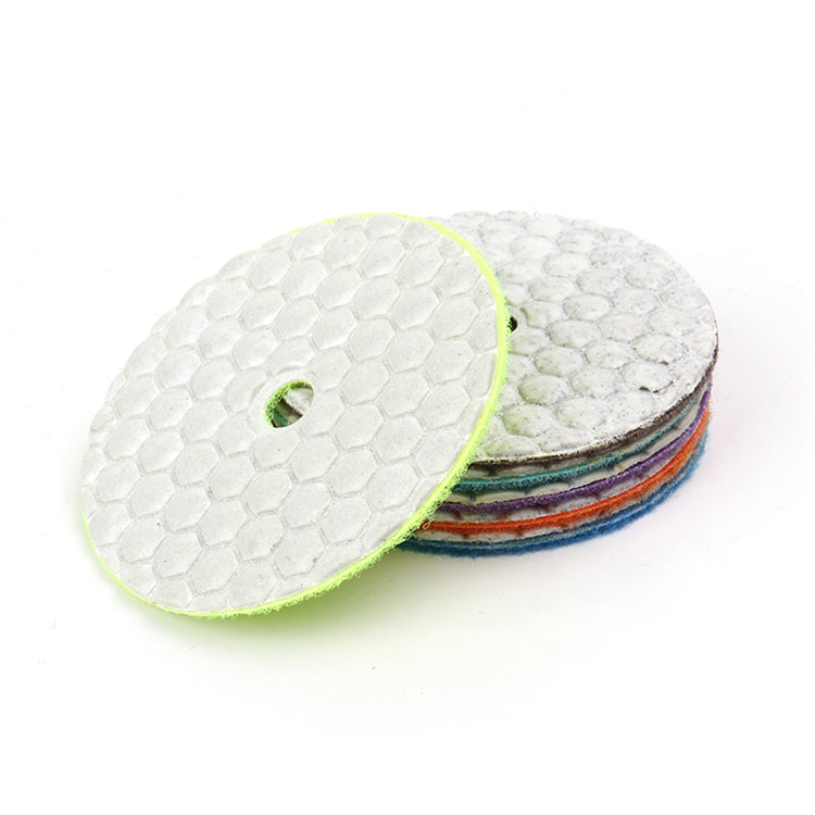 Dry stone polishing pad 3-inch 6-step hook-and-loop backing close-up | KAIYI