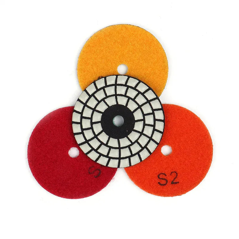 Dry stone polishing pad 3-inch resin bond segment side profile close-up | KAIYI