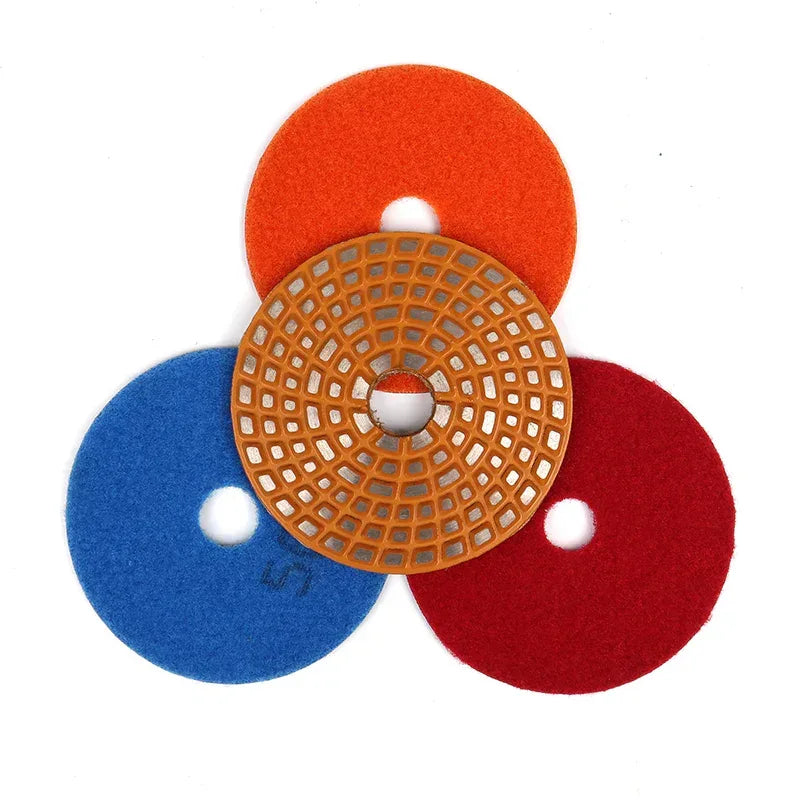 Metal bond granite grinding pad 4-inch hook-and-loop backing close-up | KAIYI