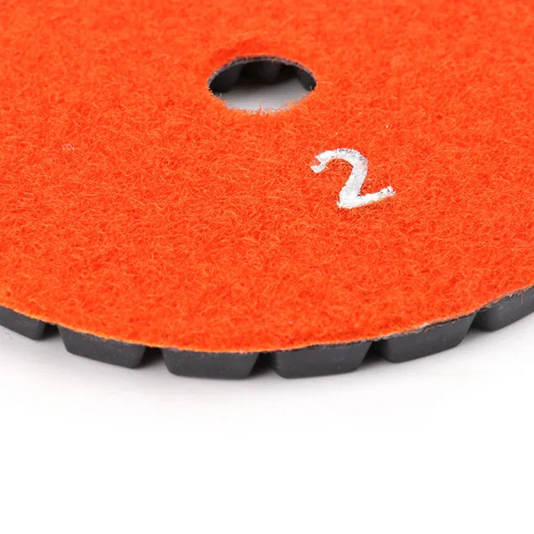 Wet concrete polishing pad 4-inch hook-and-loop backing close-up | KAIYI