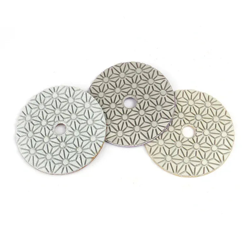 Wet dry marble quartz polishing pad 4-inch white resin bond surface close-up | KAIYI