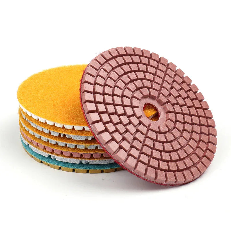 Wet concrete stone polishing pad 4-inch stacked set top view | KAIYI