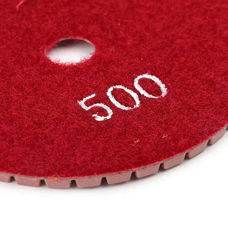 Wet marble quartz polishing pad 4-inch white resin bond surface close-up | KAIYI